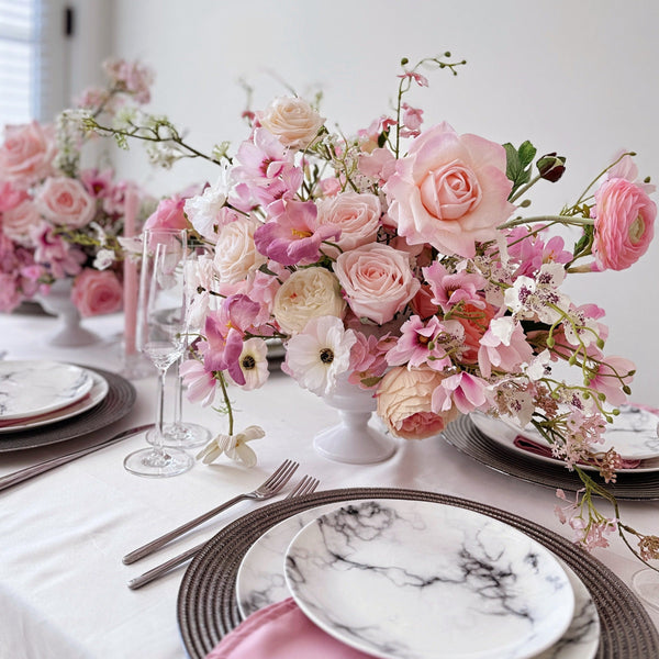 Romantic Pink Artificial Flower reception arrangements centerpieces