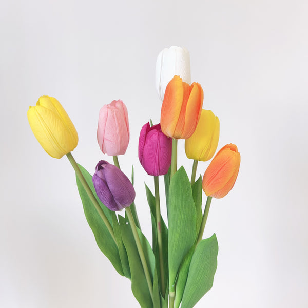 5 Stem- Bundle Real Touch Artificial Tulips Flowers